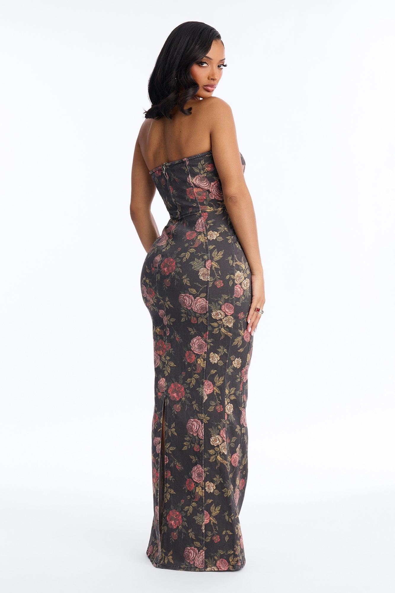 My Secret Garden Denim Maxi Dress - Rose/Combo Female Product Image