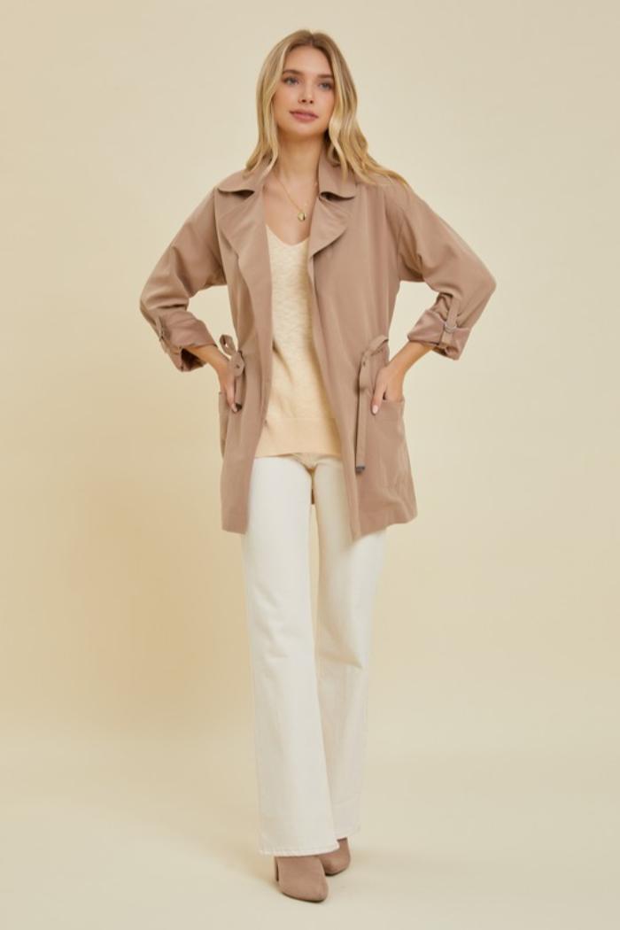 Trench Jacket w/ Waist Drawstring Product Image