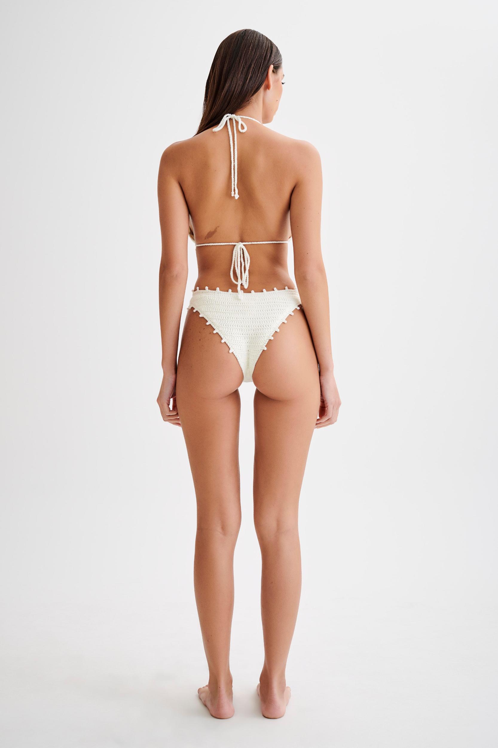 Sadie Pearl Knit Bikini Bottom - White Product Image