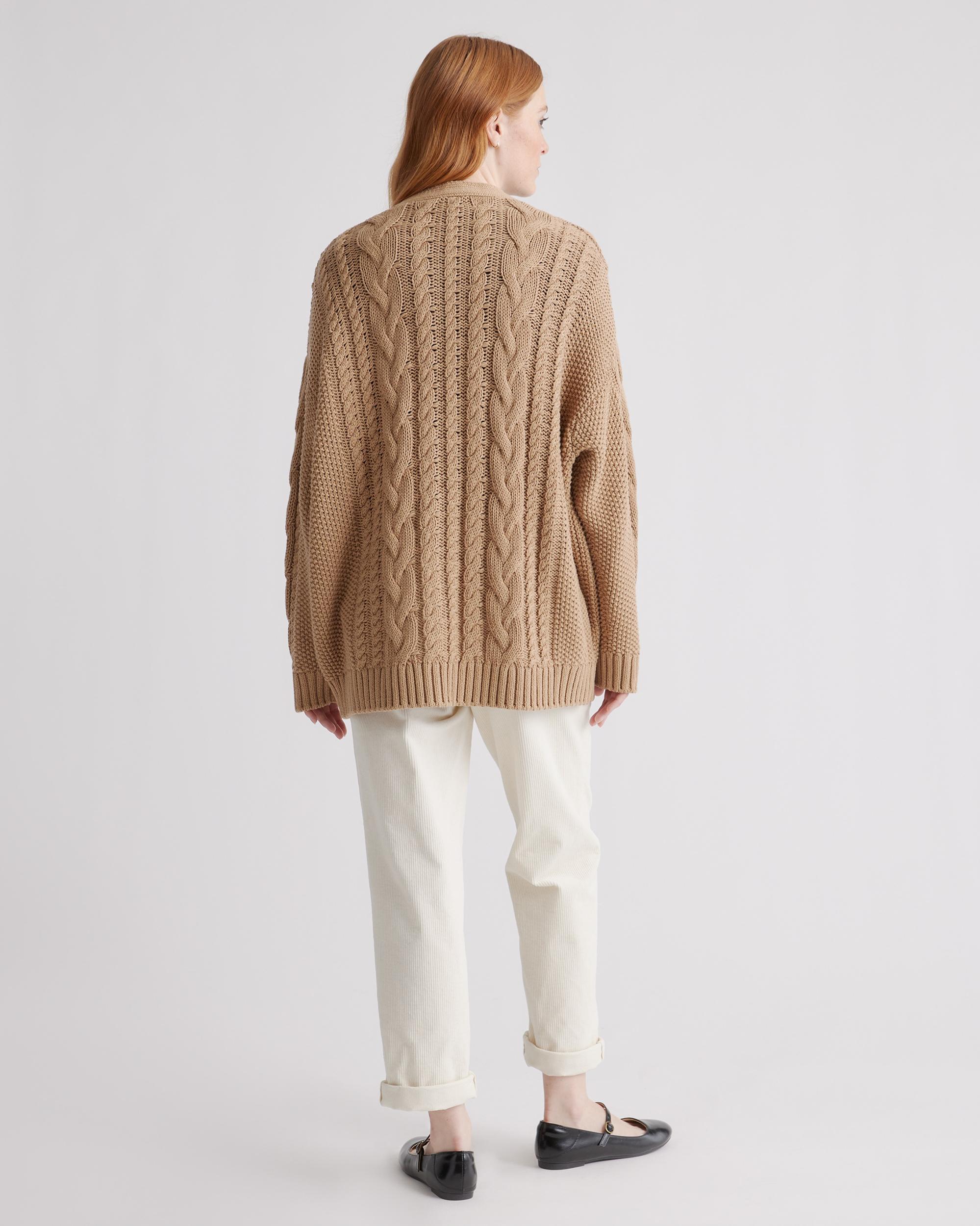 Quince | Women's Oversized Cable Cardigan Sweater Size XS, Organic Cotton Product Image