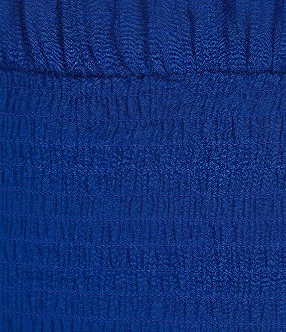 I.N. San Francisco Bubble Sleeve Smocked Coordinating Cropped Top Product Image