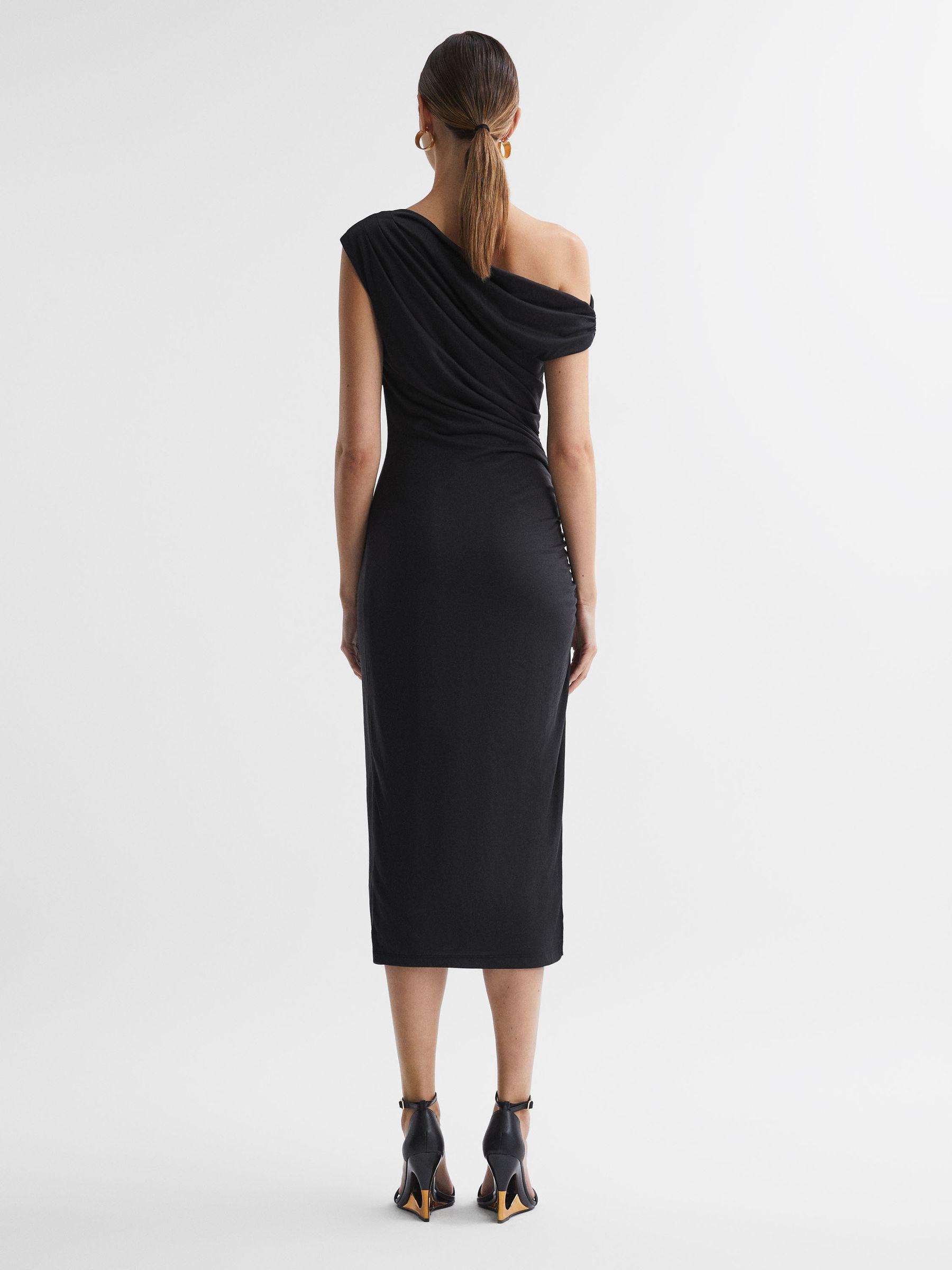 Bodycon Ruched Midi Dress in Charcoal Product Image