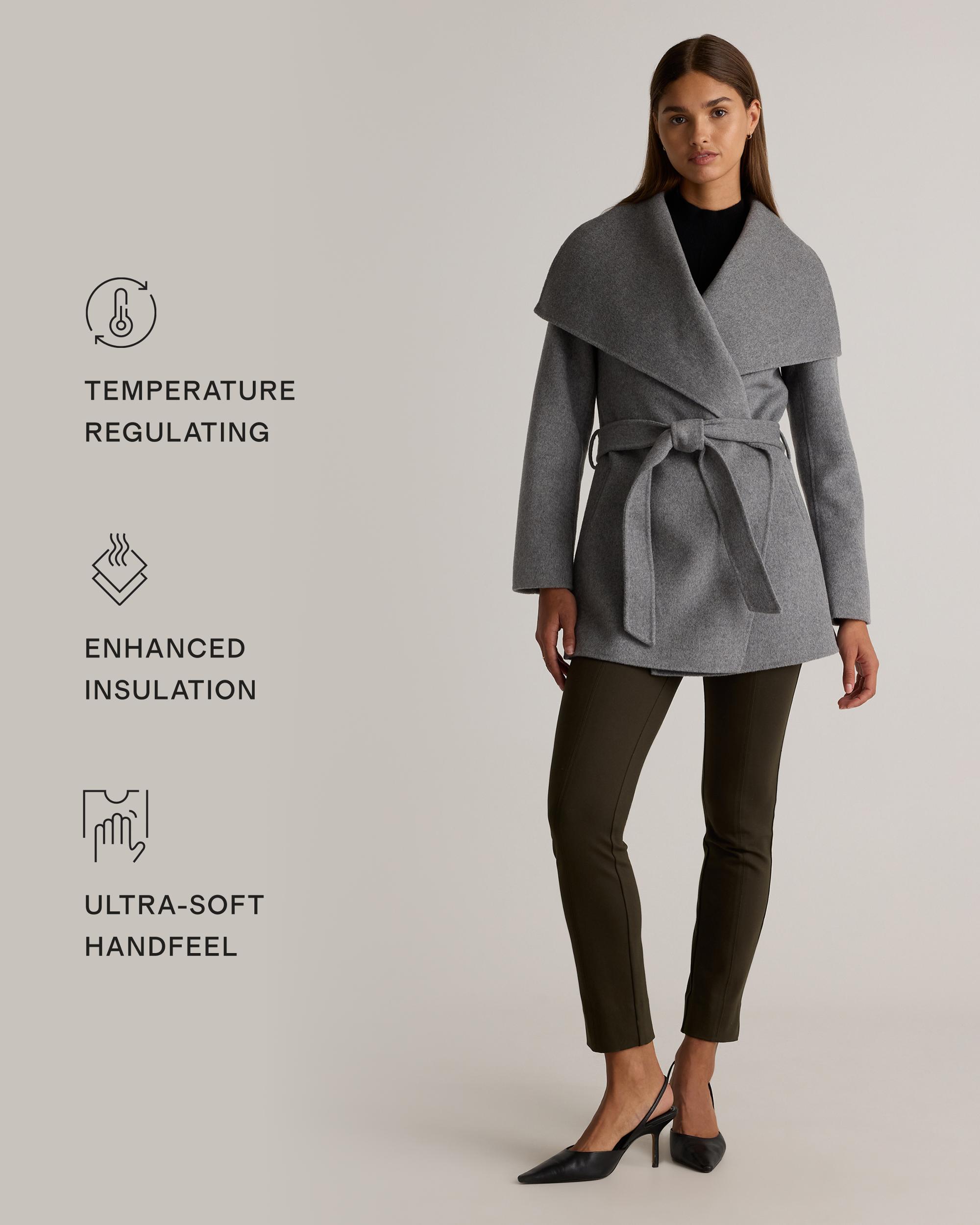 Quince | Women's Double-Faced Merino Wool Draped Collar Short Wrap Coat Product Image