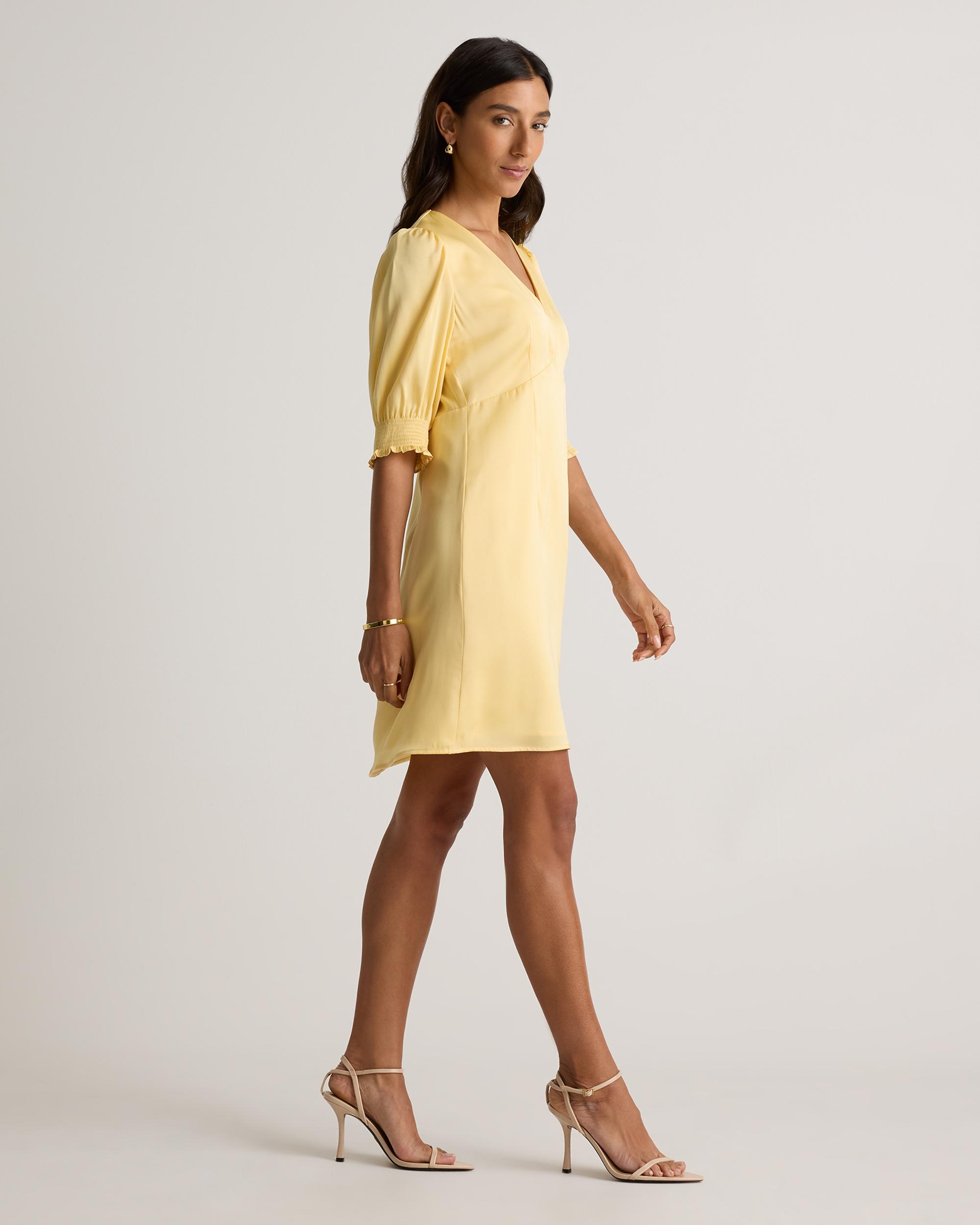 Quince | Women's Washable Stretch Silk Puff Sleeve Mini Dress Mulberry Silk Product Image