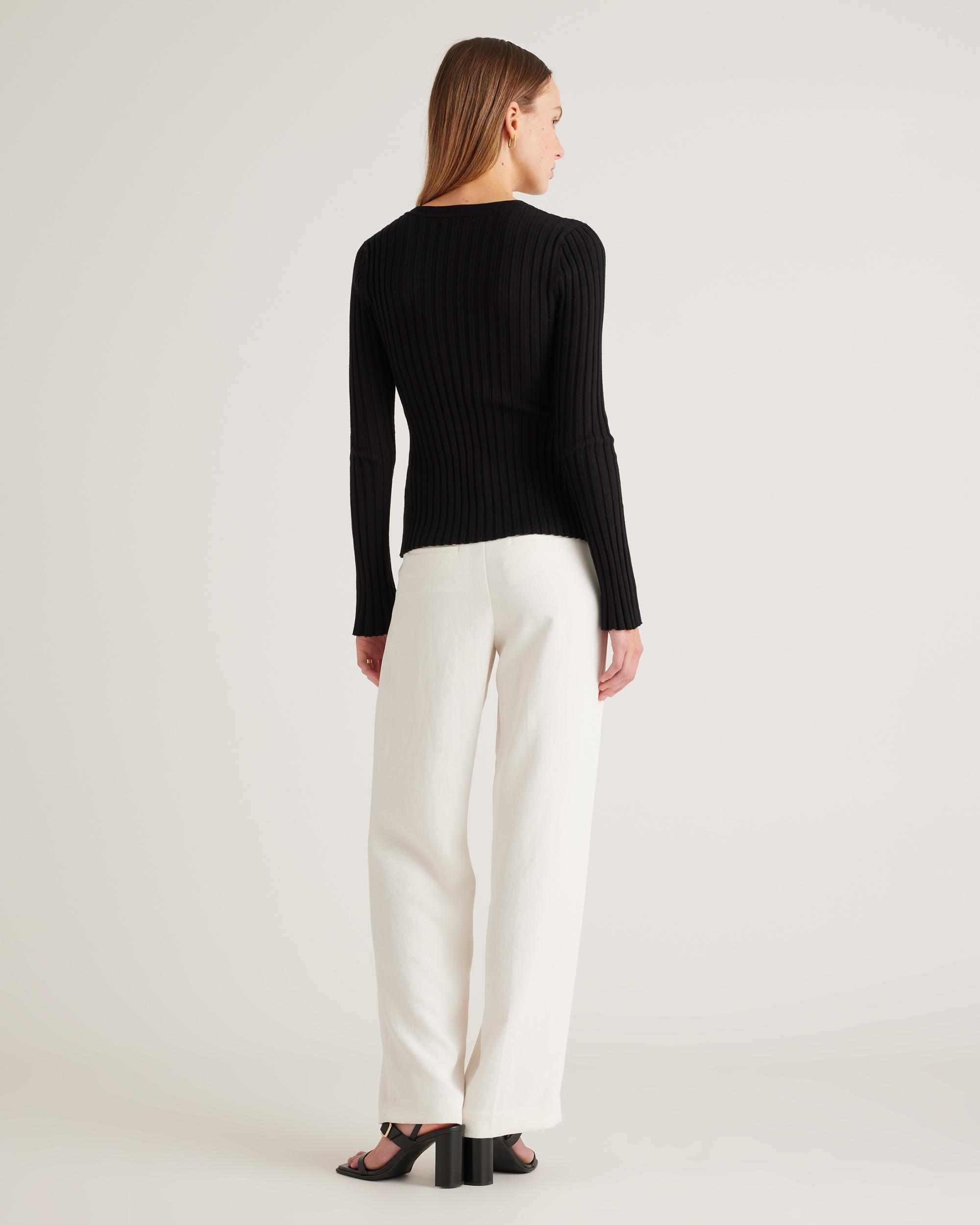 Quince | Women's Cotton Cashmere Ribbed Long Sleeve Sweater Size XL Product Image