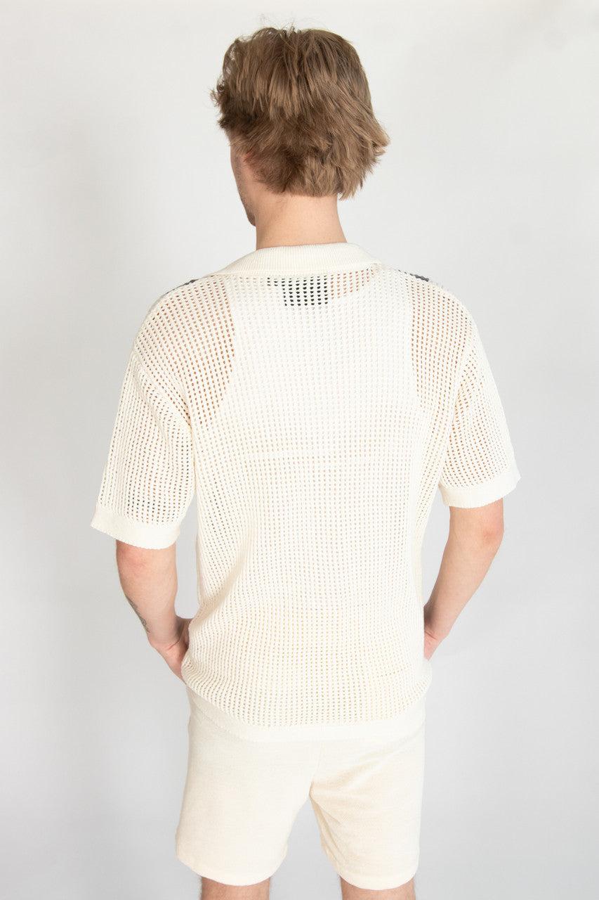 Crochet Bowling Style Button Up Shirt Product Image