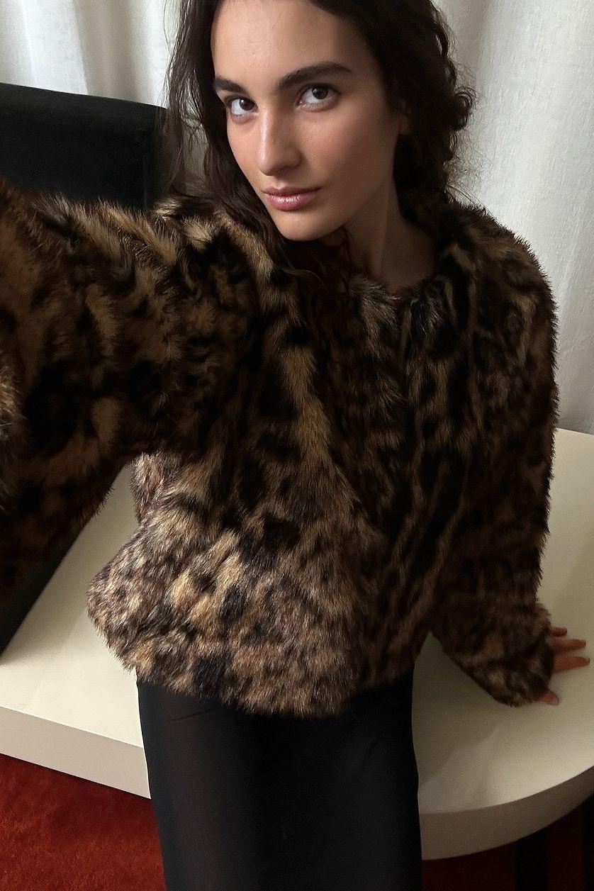 Faux Fur Leopard Jacket Product Image
