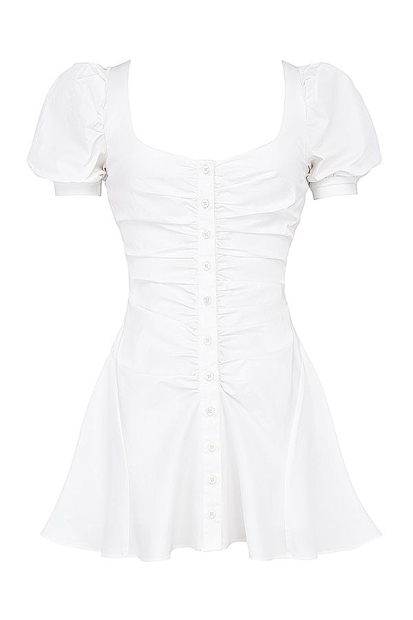 Hameda  white puff sleeve mini dress Product Image