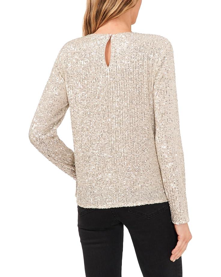 Long Sleeve Sequin Polo Top Product Image