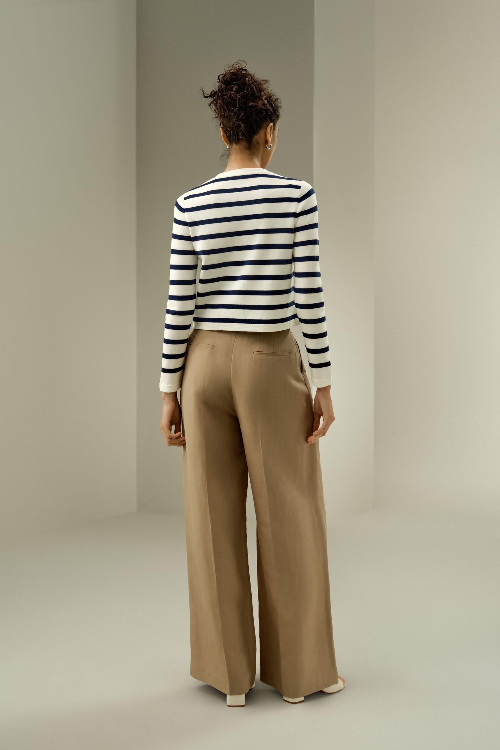 Front-Pleated Silk-Linen Blend Trousers Product Image