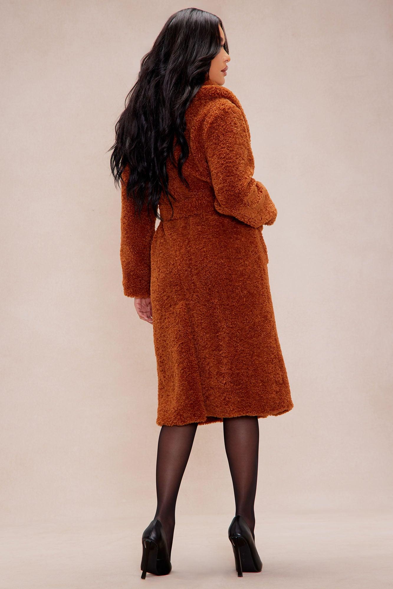 Alyssa Faux Fur Coat - Cognac Product Image
