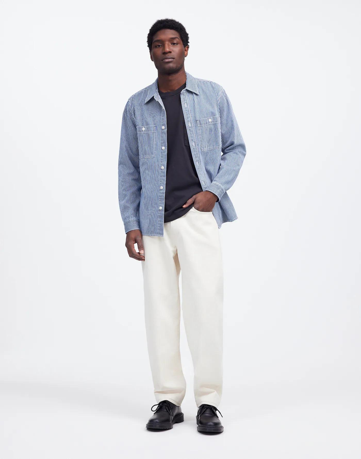 Indigo-Dyed Shirt in Engineer Stripe Product Image