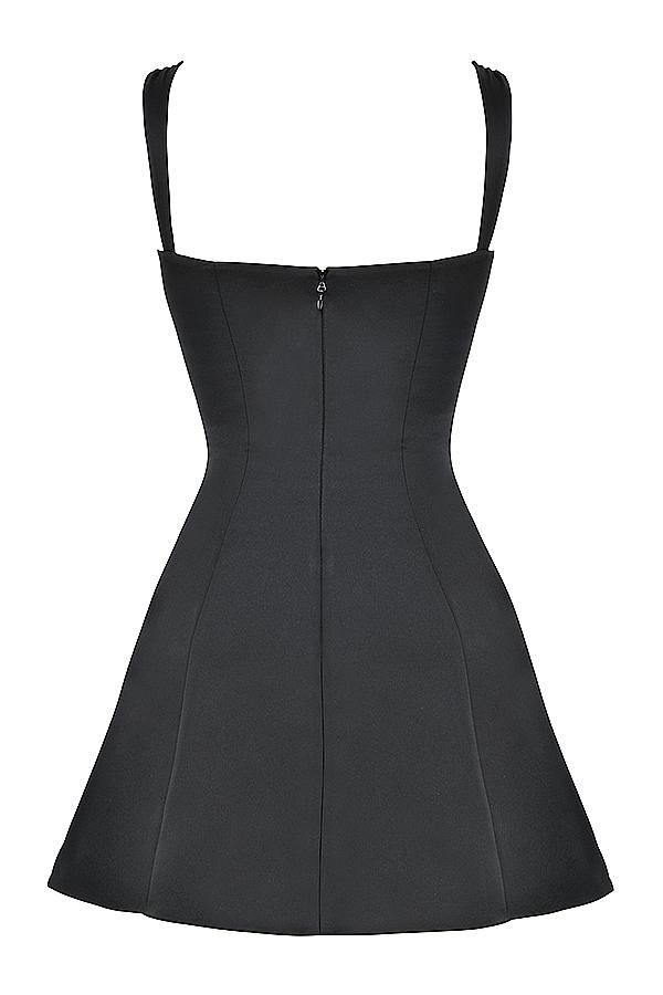 Adriana  black satin and lace mini dress Product Image