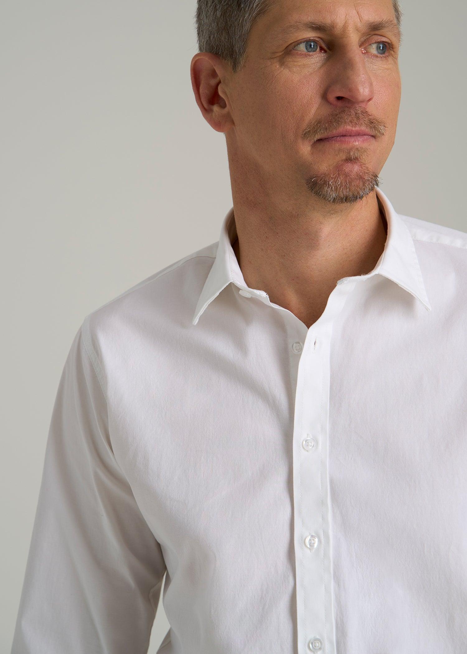 Oskar Button-Up Dress Shirt for Tall Men in Bright White Male Product Image