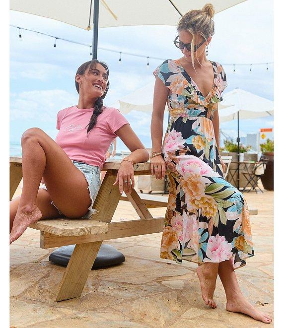 O'Neill Zetta Flutter Sleeve Tropical Floral Print Midi Dress Product Image