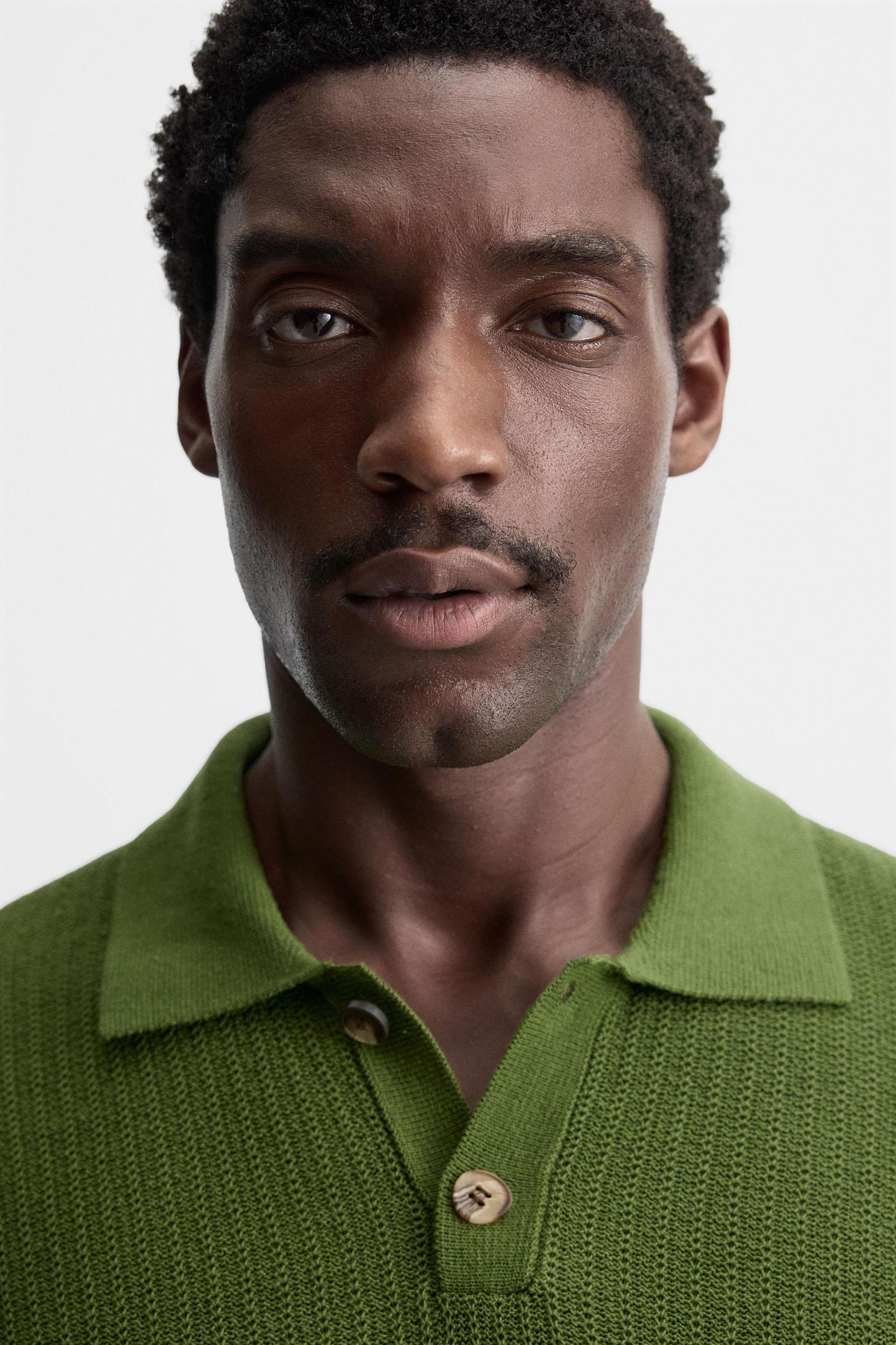 TEXTURED KNIT POLO SHIRT Product Image