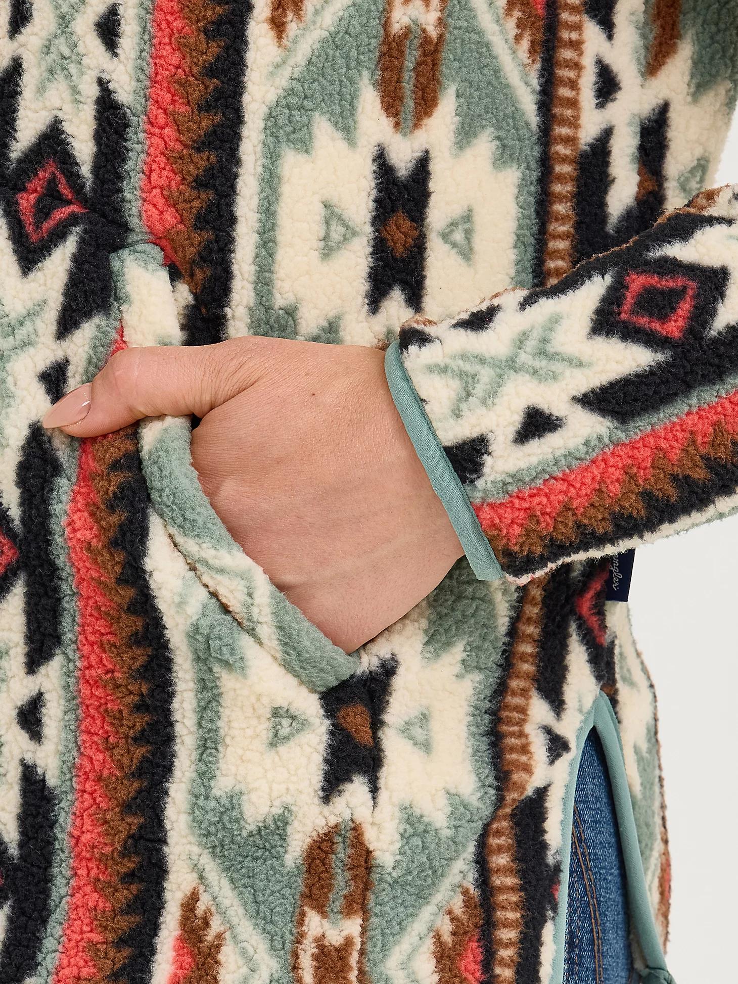 Women's Wrangler Retro® Quarter-Zip Sherpa Pullover in Azure Coral Product Image