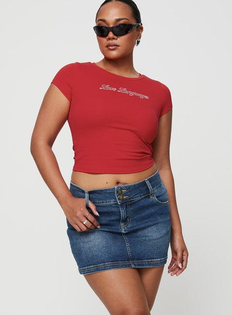 Faya Low Rise Denim Mini Skirt Dark Blue Product Image