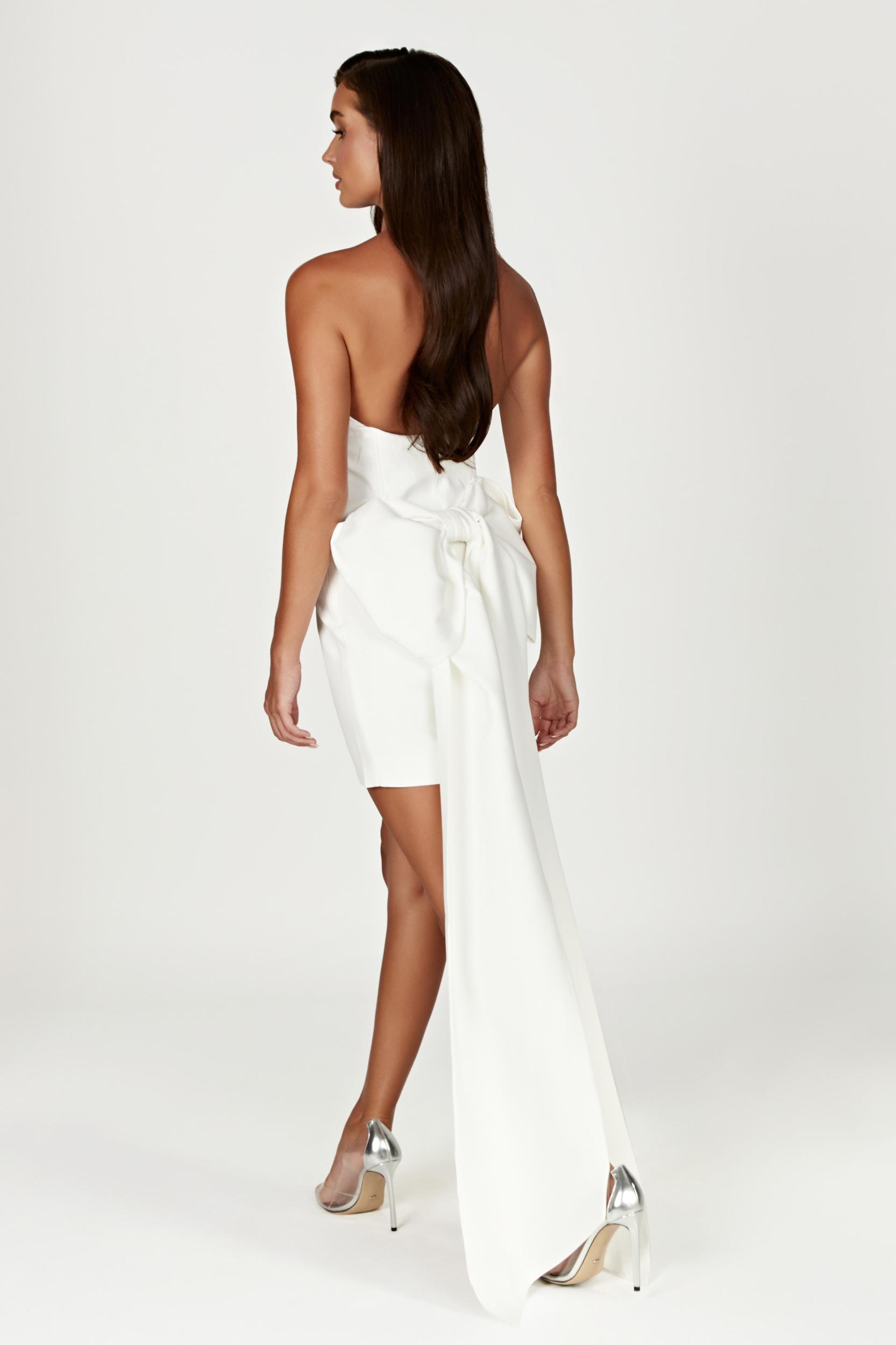 Meredith Strapless Bow Mini Dress - White Product Image