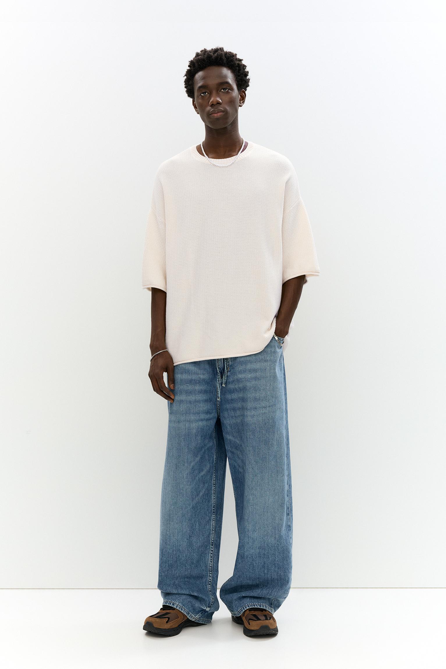 Waffle-knit boxy-fit T-shirt Product Image