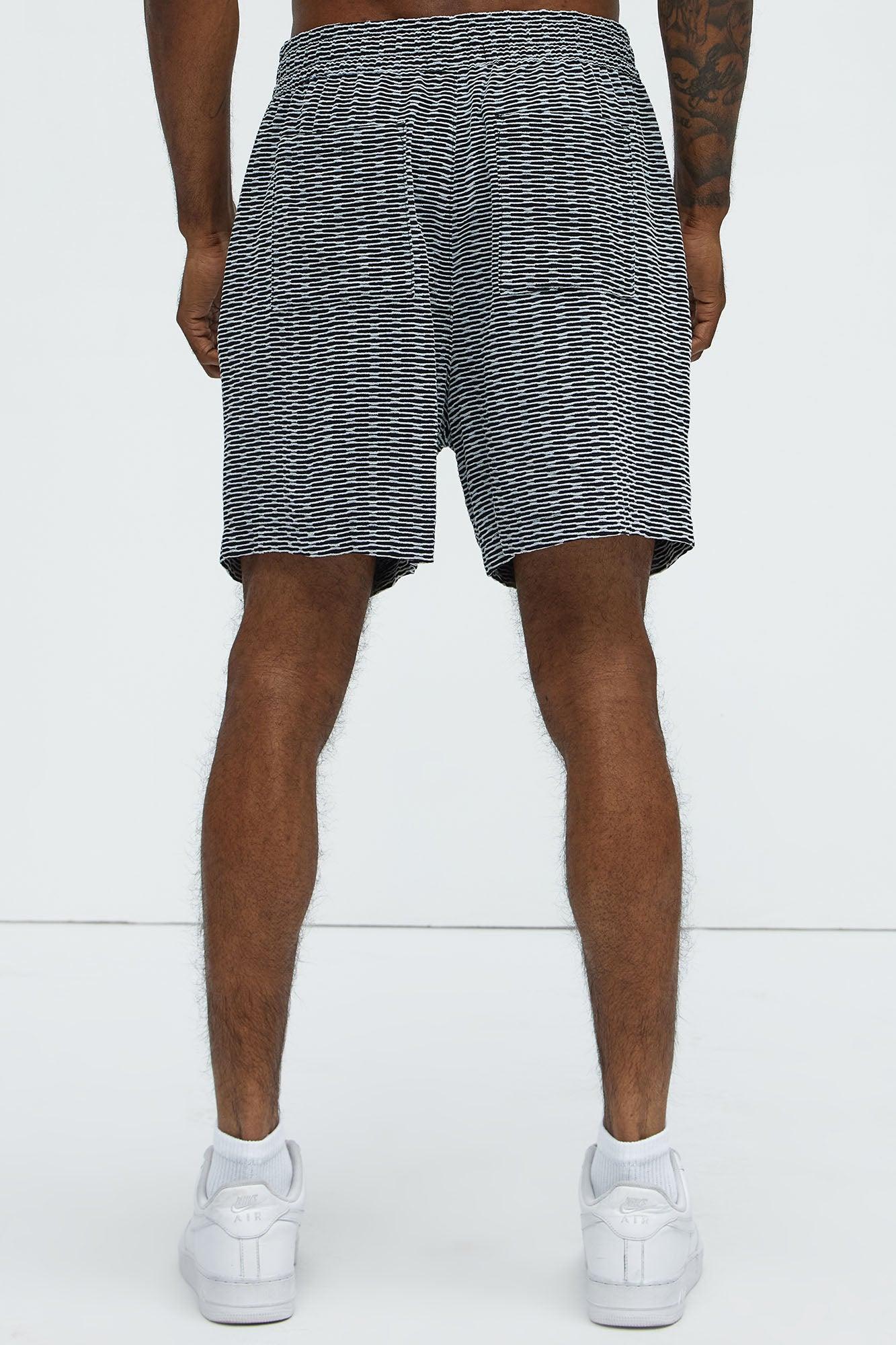 Textured Chenille Pattern Shorts - Black/White Product Image