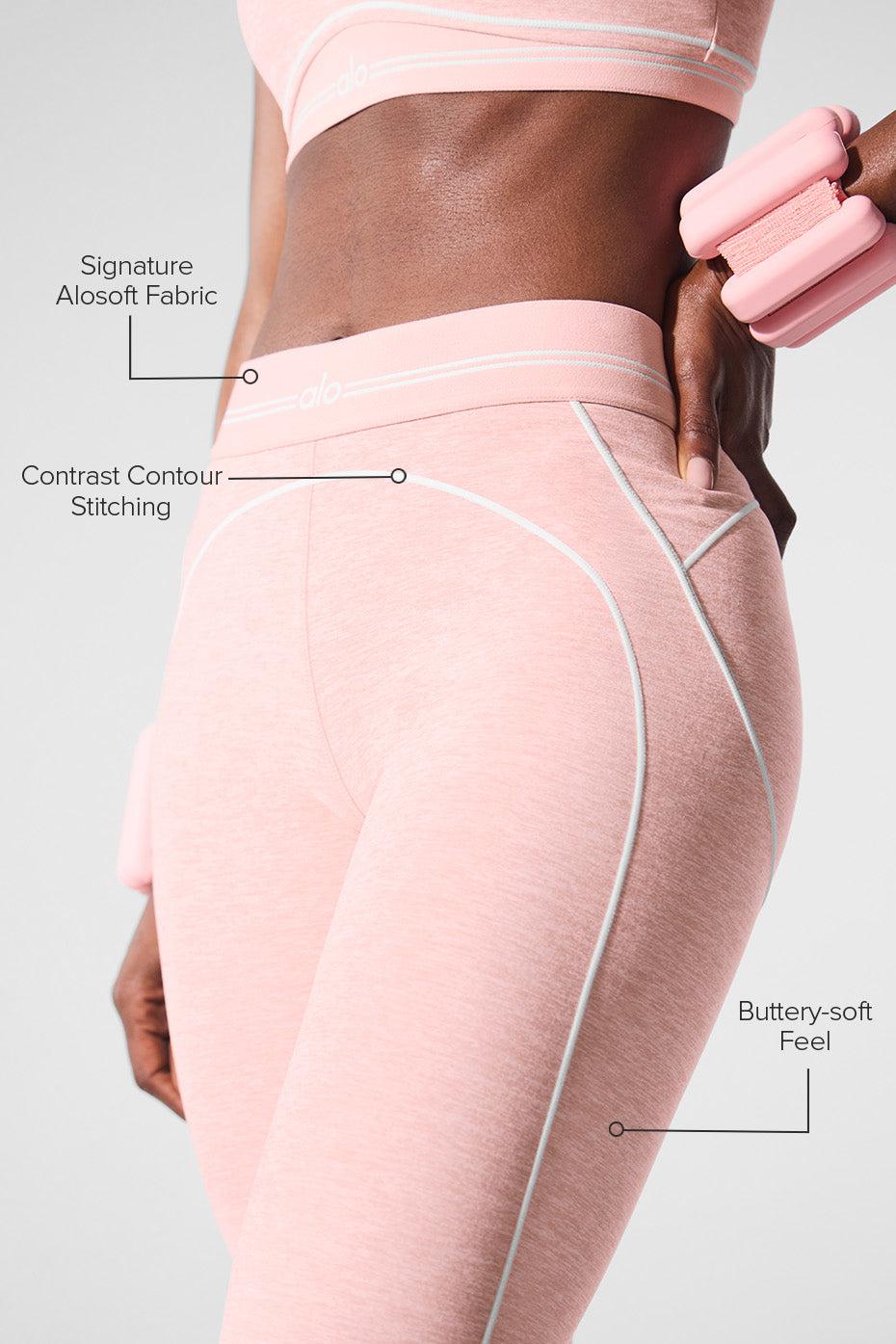 Alosoft High-Waist Heart Throb Legging - Pink Quartz Heather/White Product Image