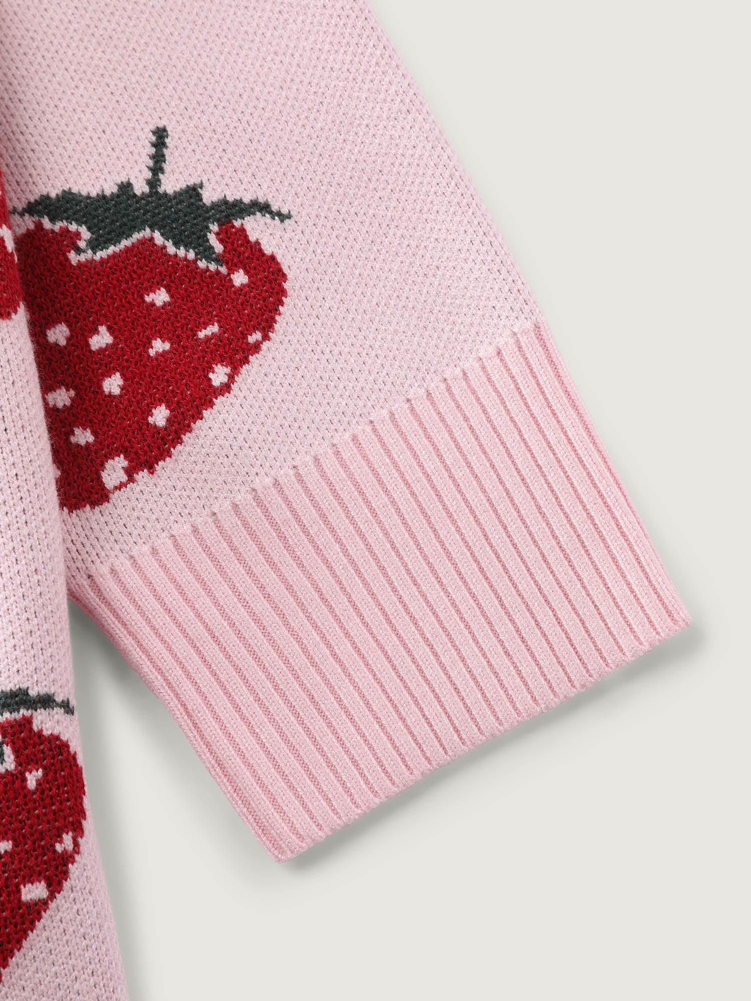 Strawberry Pattern Button-Front Knit Cardigan Female Product Image