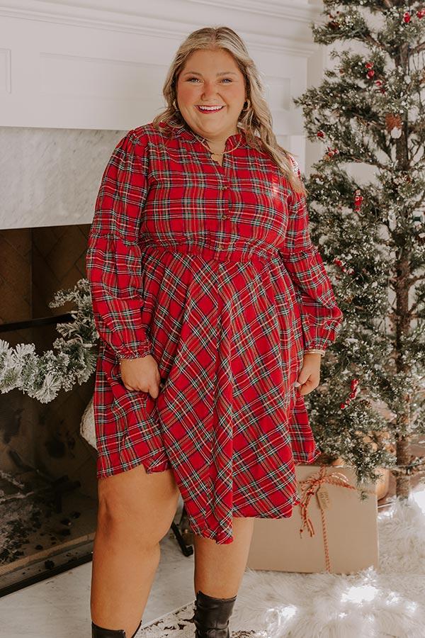 Holiday Cheer Plaid Dress Curves Product Image