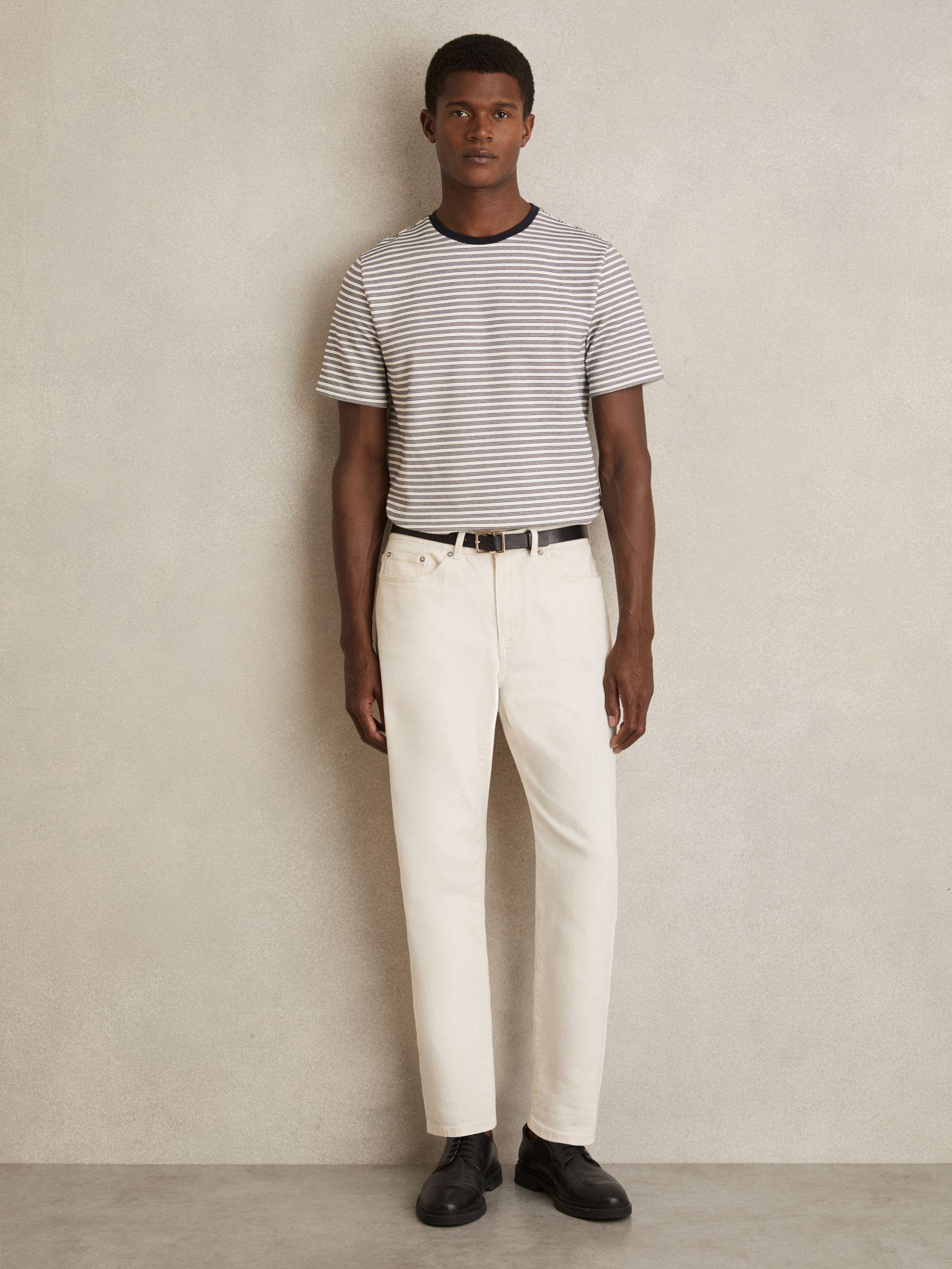 Heavyweight Striped T-Shirt in White/Navy Product Image