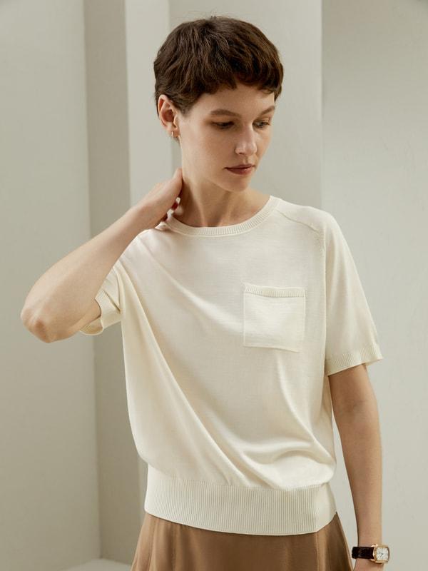 Basic Silk Crewneck T-shirt Product Image