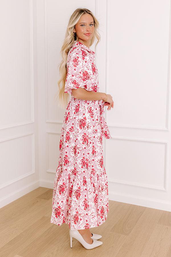 Love-Struck Floral Midi Dress in Blush Product Image