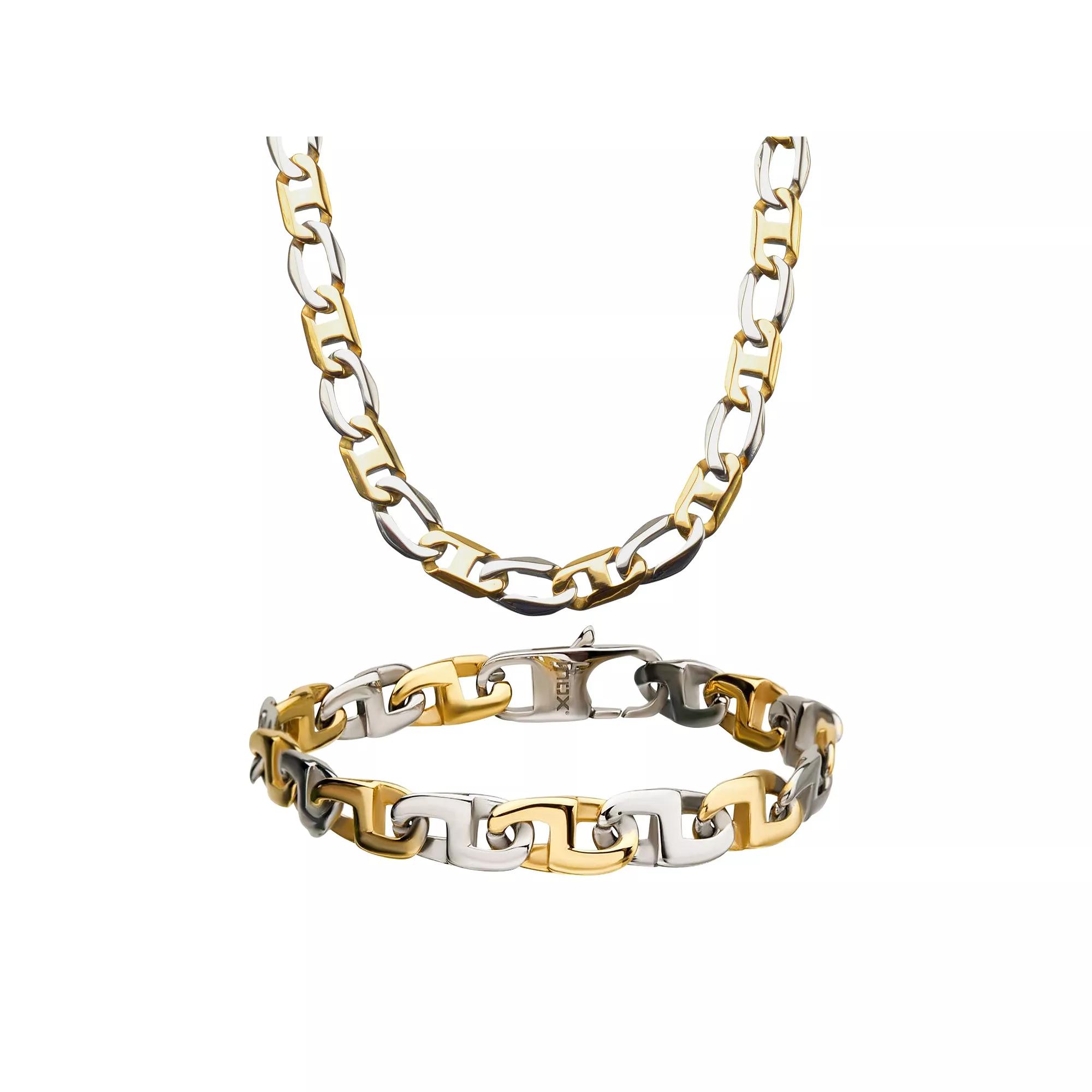 Men's Mariner Chain Necklace & Bracelet Set, Two Tone Product Image