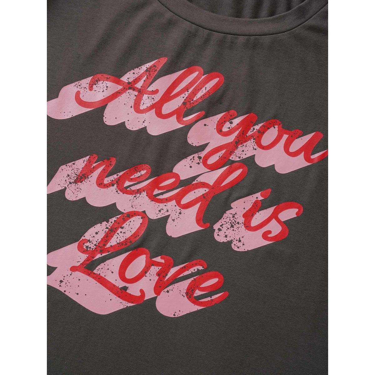 Plus Size Positive Slogan Print Round Neck T-shirt DimGray Women Casual Positive slogan Everyday T-shirts BloomChic 28/5X Product Image