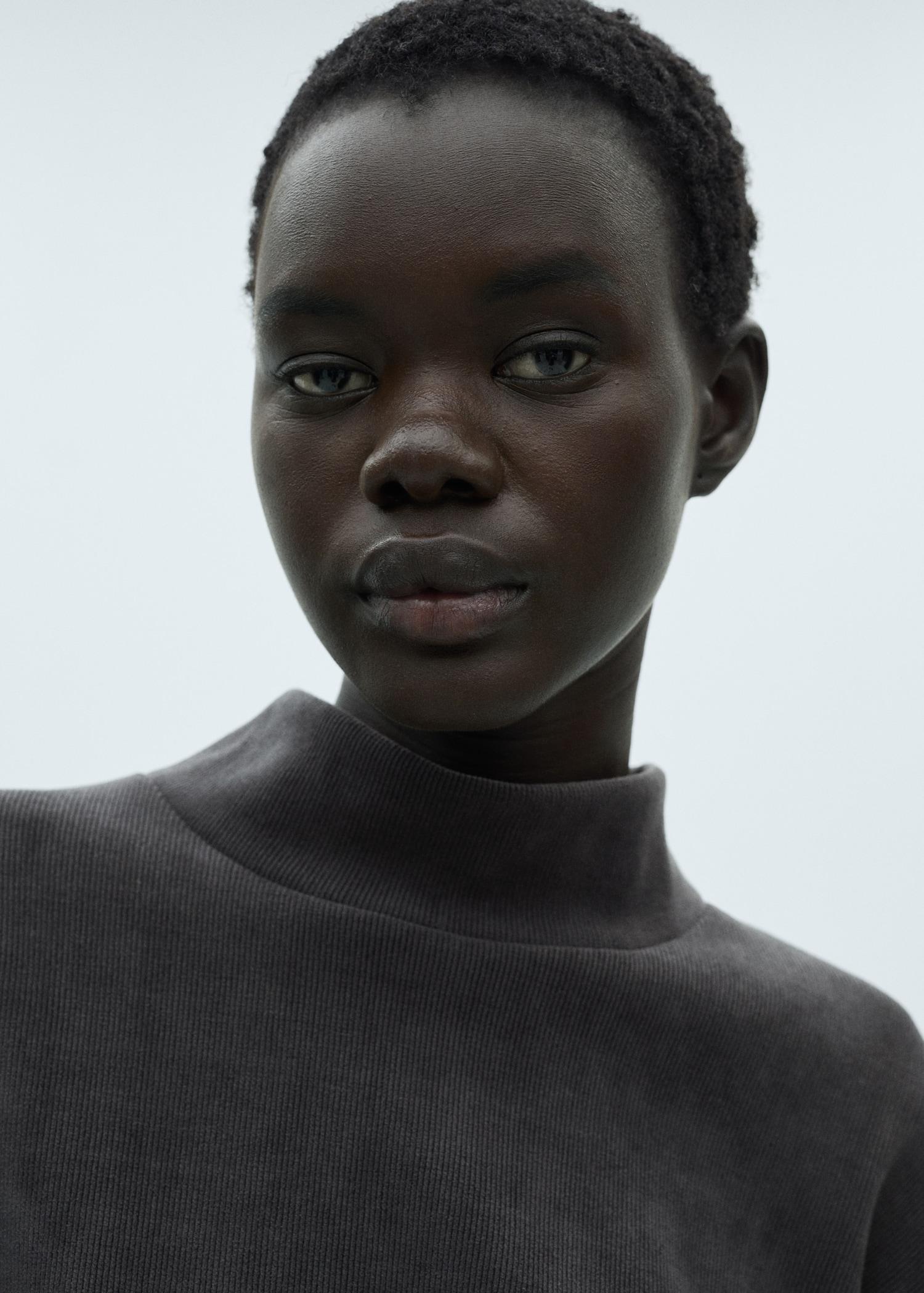 Corduroy sweatshirt with perkins neck - Women | MANGO USA Product Image