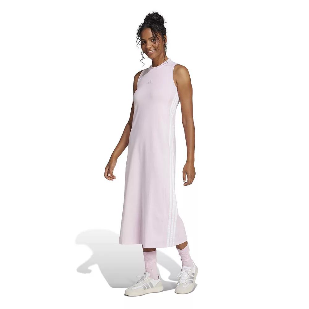 adidas Essentials 3-Stripes Long Racerback Dress Clear Pink XS Womens Product Image