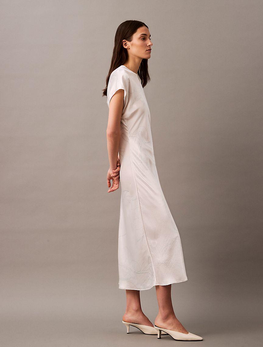 Crushed Satin Midi Sheath Dress Product Image