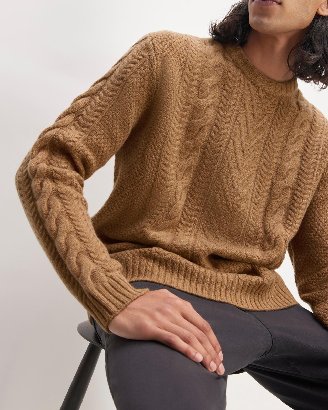 Mens Felted Merino Cable-Knit Crew Sweater by Everlane Product Image