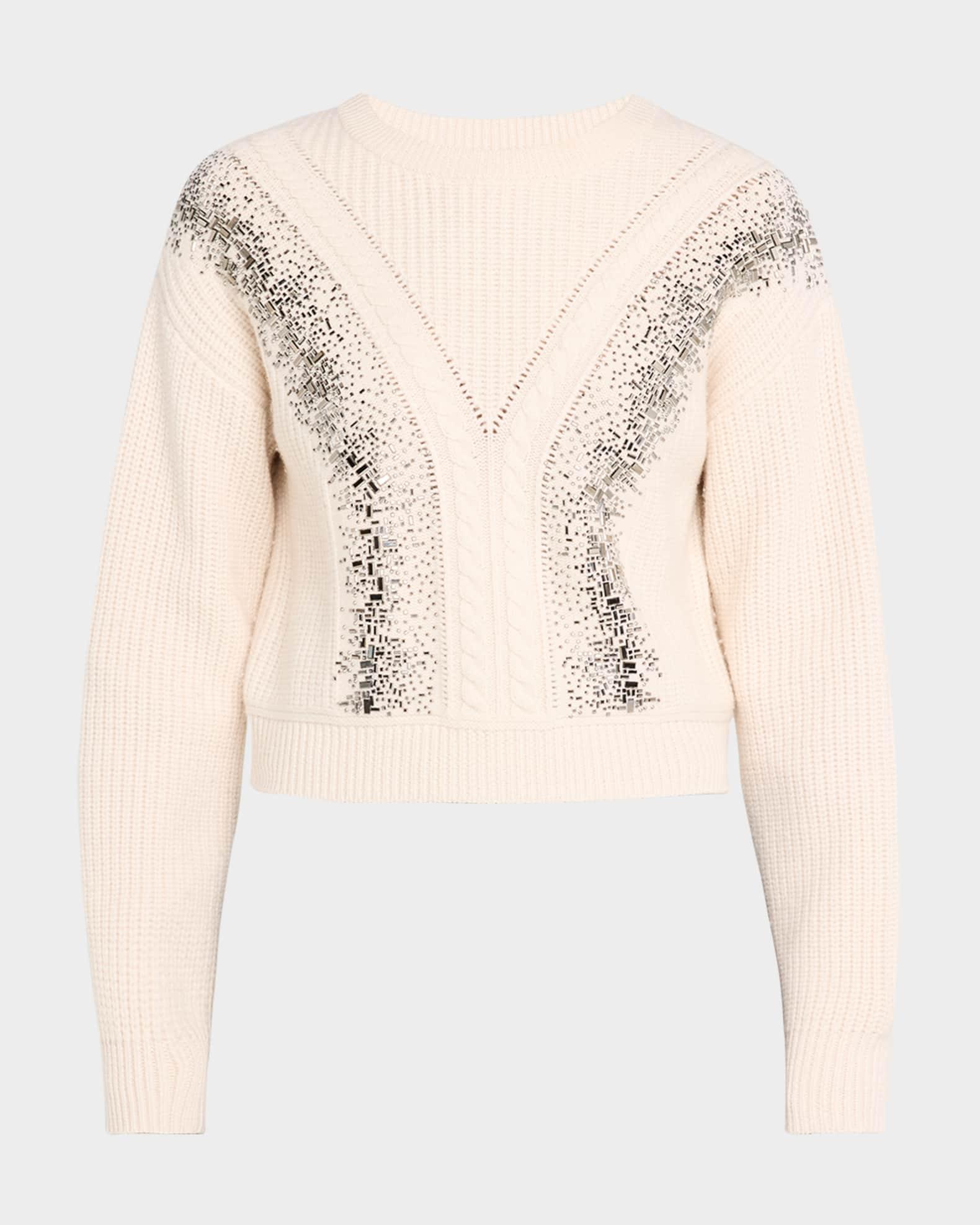 Lessy Ribbed Bead-Embellished Wool Sweater Product Image