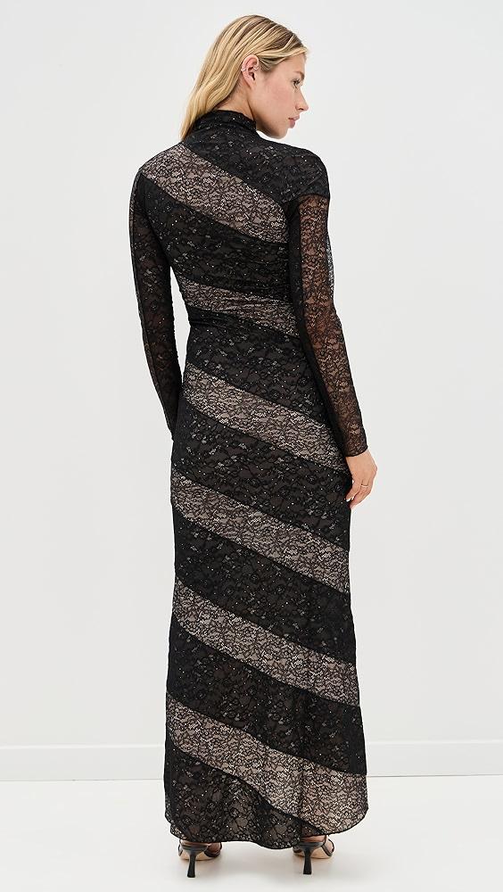 alice + olivia Delora Lace Paneled Mock Neck Dress | Shopbop Product Image