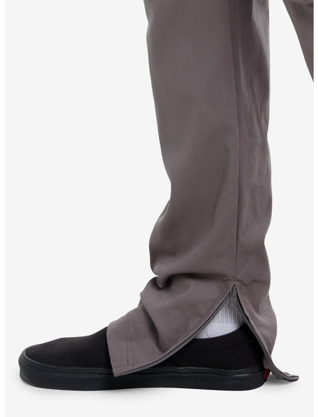 Grey Zipper Flare Cargo Pants Product Image