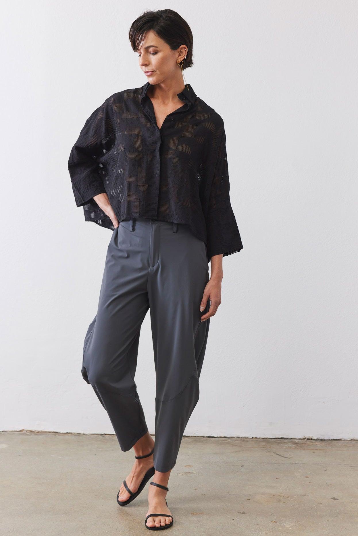 Oversized Geo Sheer Cropped Blouse Product Image