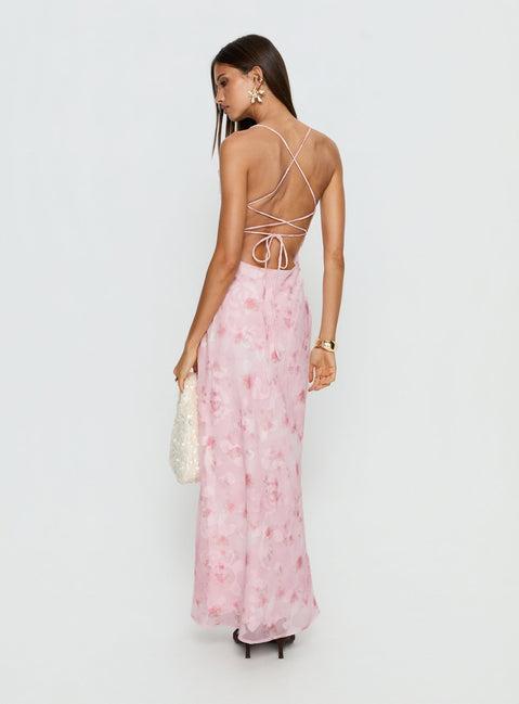 Celena Maxi Dress Pink Floral Burnout Product Image