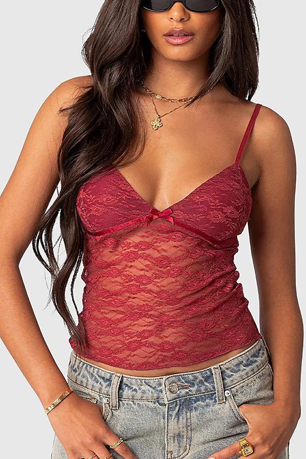 Edikted Eira Sheer Lace Tank Top Womens at Urban Outfitters Product Image