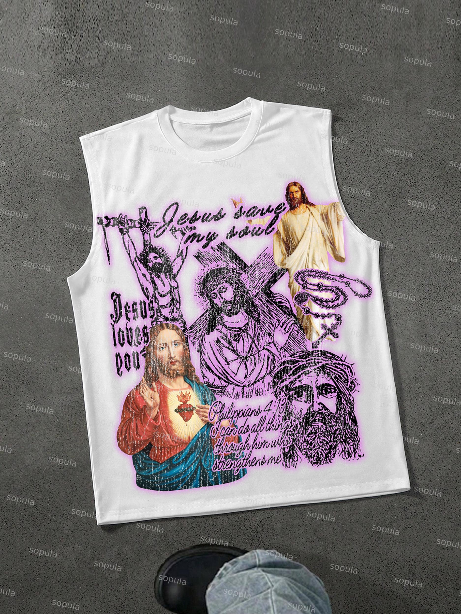 Jesus Portrait Graphic Bible Print Tank Top Product Image
