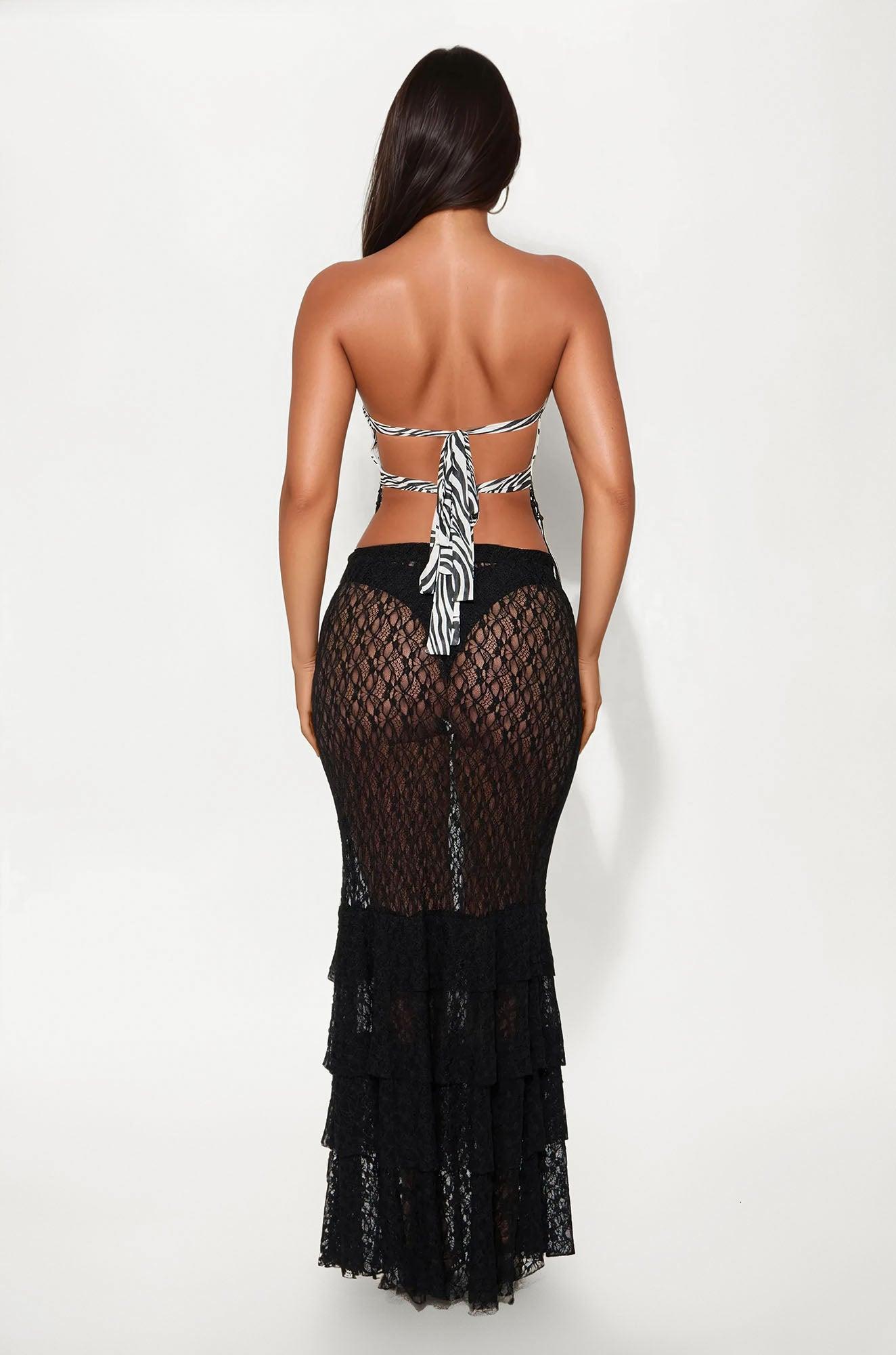 Dixie Zebra Print Strapless Mesh Top - Black/combo Female Product Image