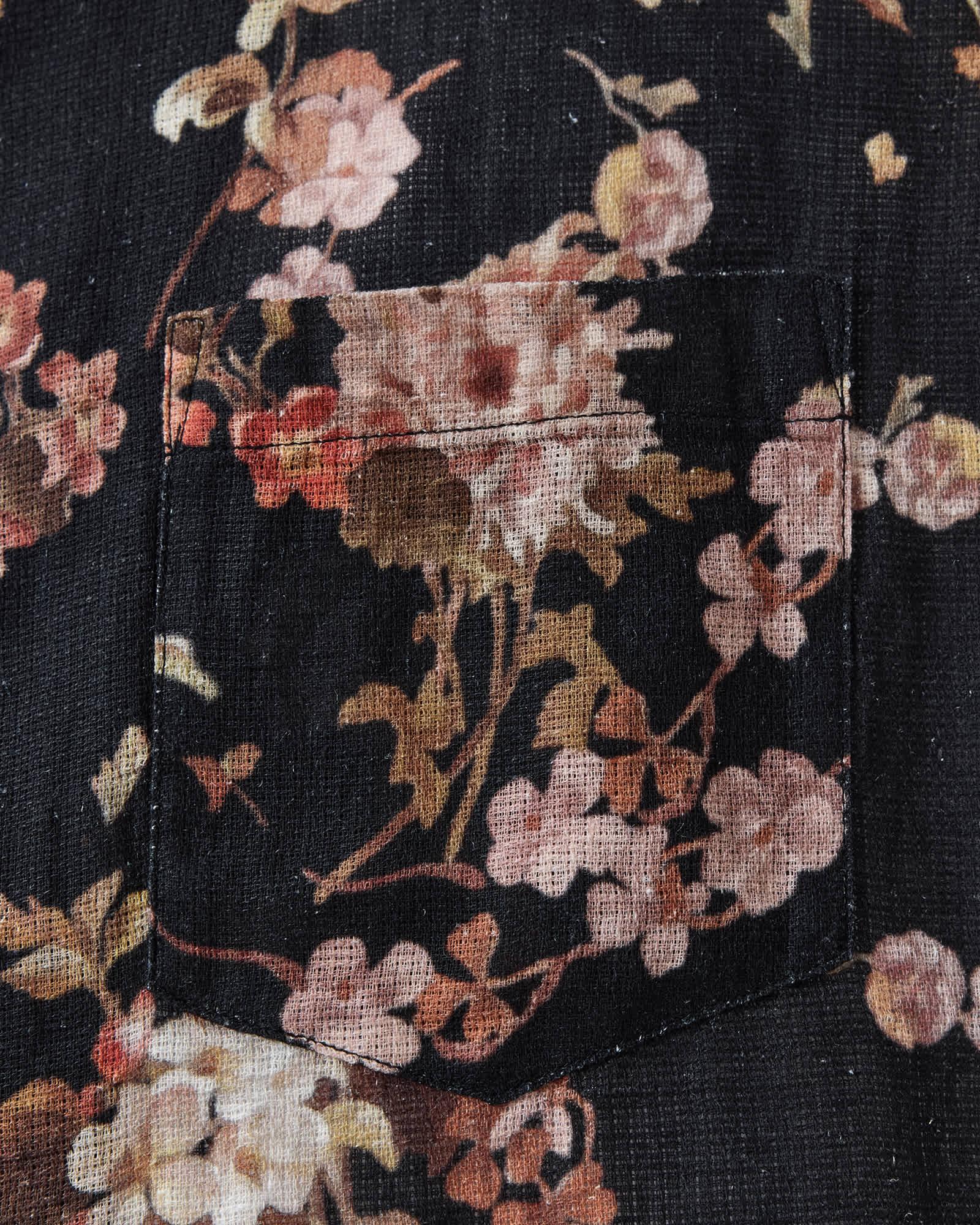 Armada Floral Linen Shirt Jet Black | ALLSAINTS US Product Image