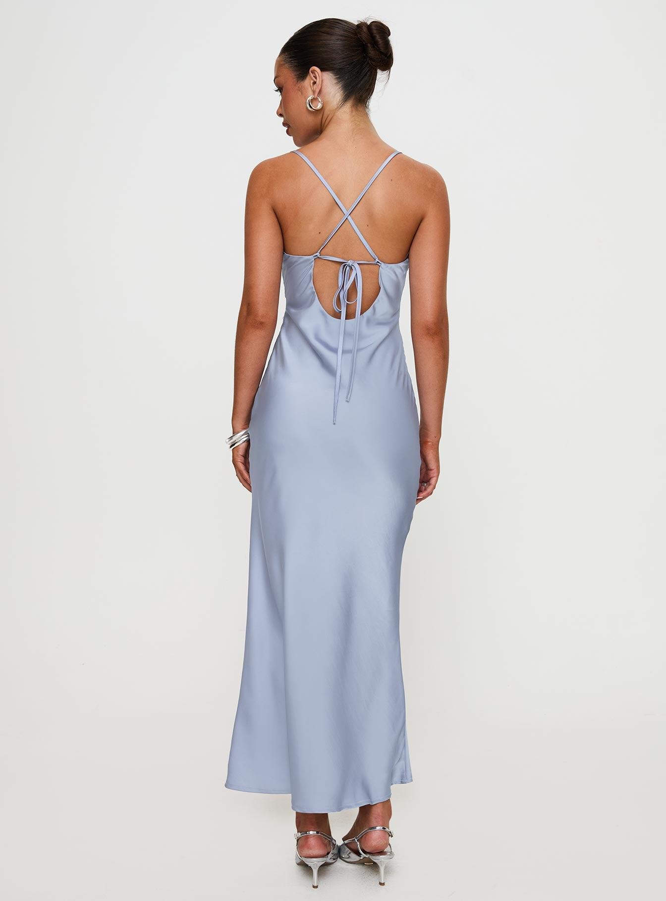 Treasure Bias Cut Maxi Dress Blue Product Image