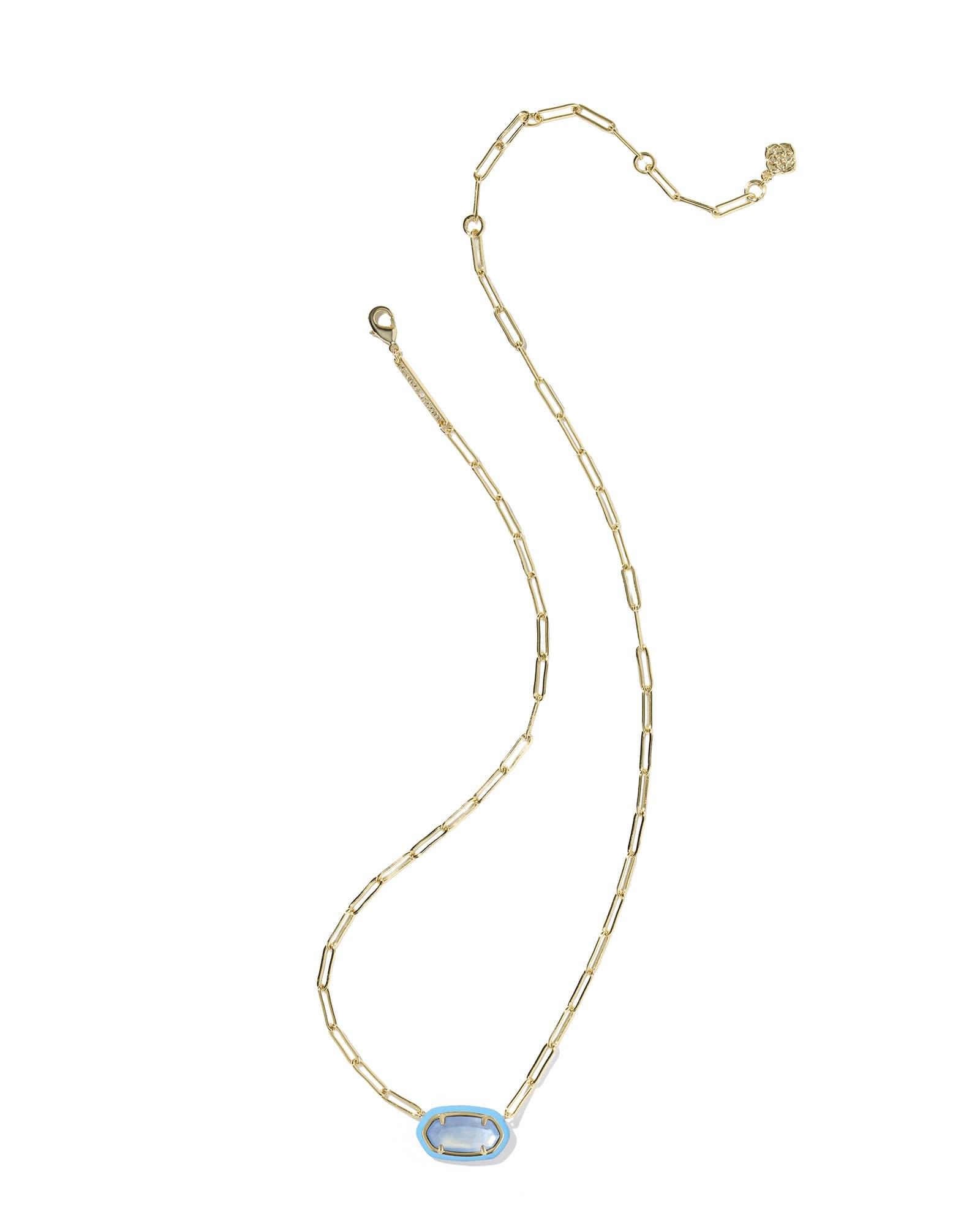 Elisa Enamel Frame Gold Paperclip Necklace Product Image
