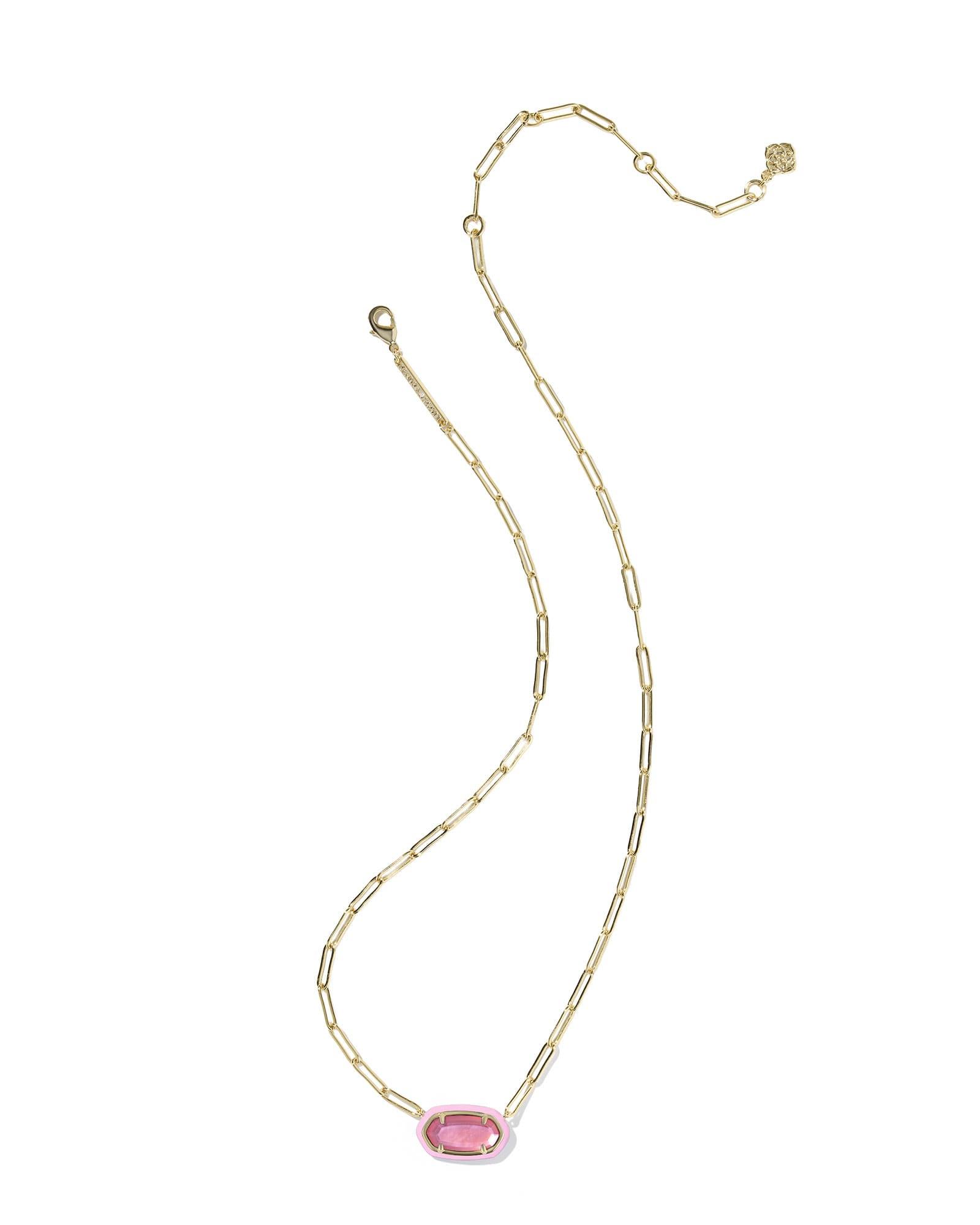 Elisa Enamel Frame Gold Paperclip Necklace Product Image