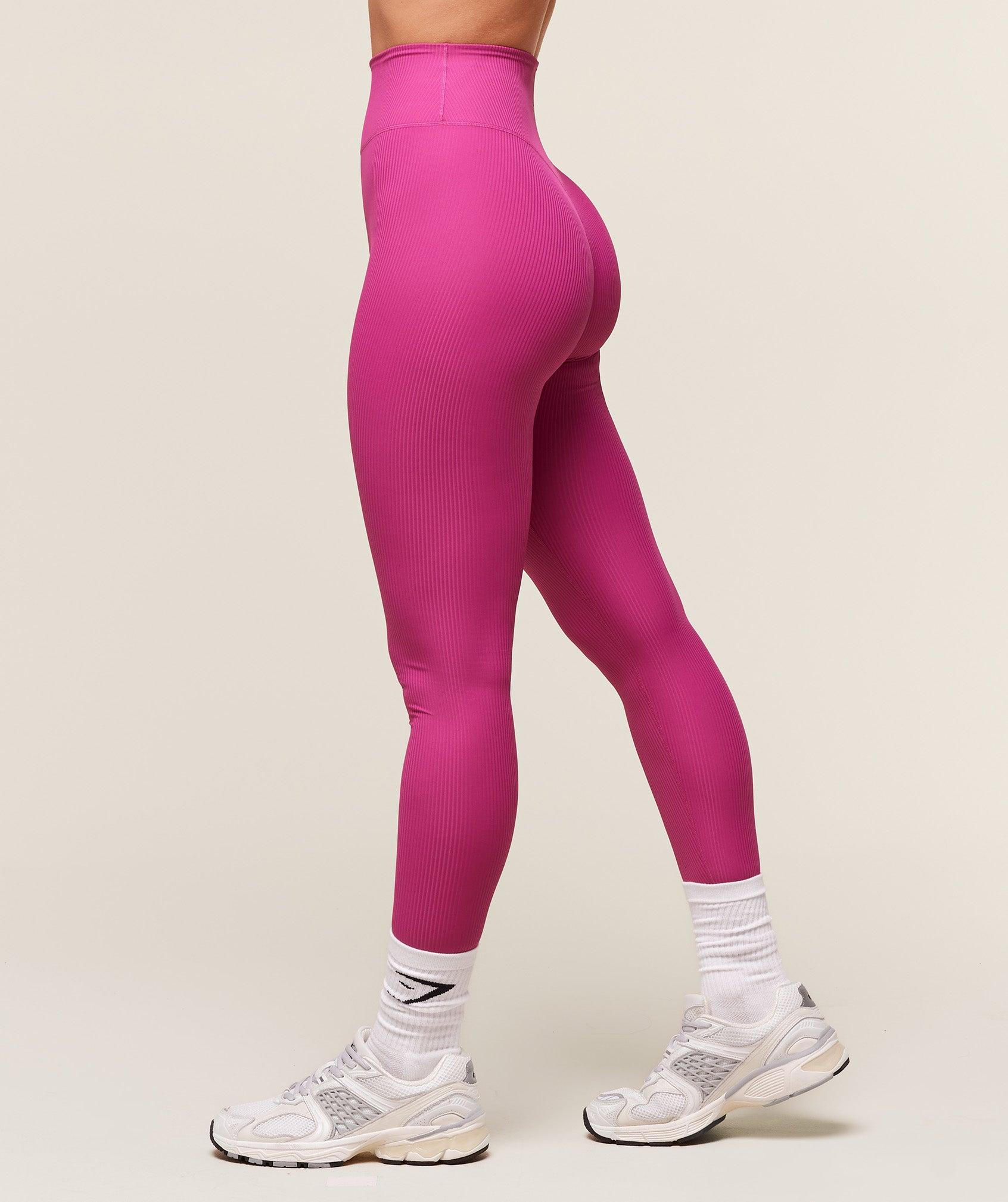 Gymshark Ribbed Contour Leggings - Winning Pink Female Product Image